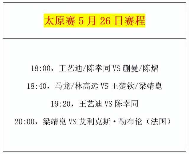 乒乓球太原赛今天落幕！5月26日赛程公布，国乒决战勒布伦冲击4冠